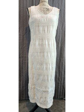 Vintage Plaza South Petite Fully-Lined White Lace Sleeveless Dress Size 8P